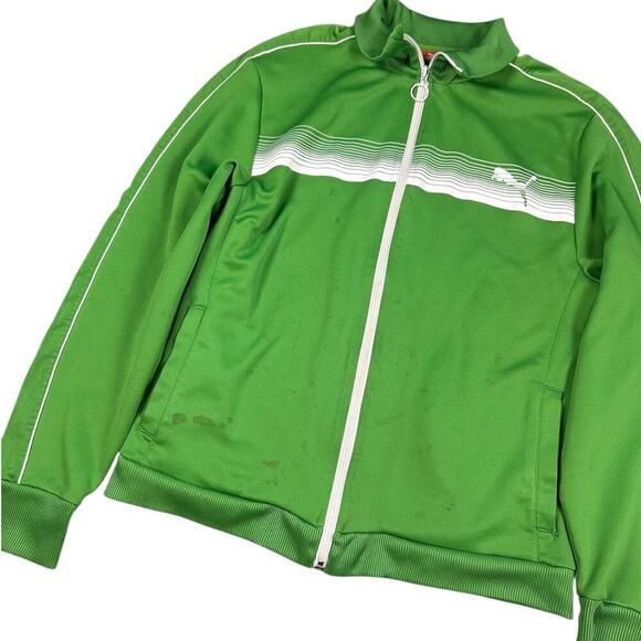 Puma Pin Striped Green Track Jacket - Picture 3 of 5